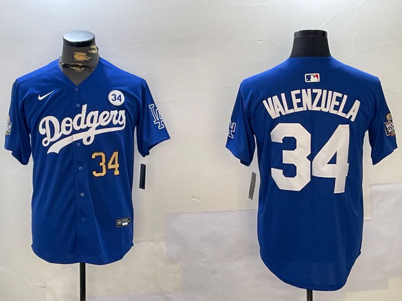 Men Los Angeles Dodgers #34 Valenzuela Blue Game 2024 Nike MLB Jersey style 11213->los angeles dodgers->MLB Jersey